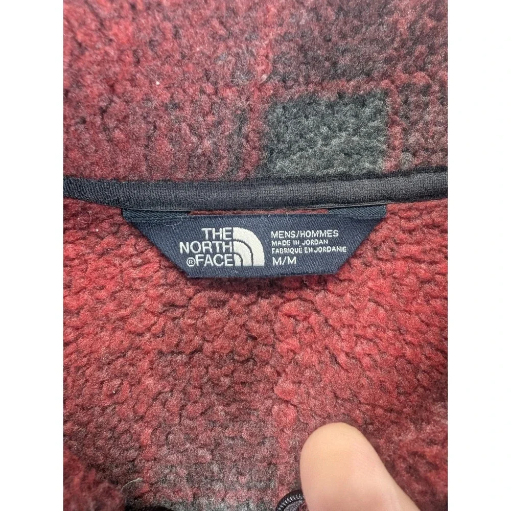 The North Face Gordon Lyons Plaid 1/4 Zip Jacket Mens Medium Red Fleece Gorpcore